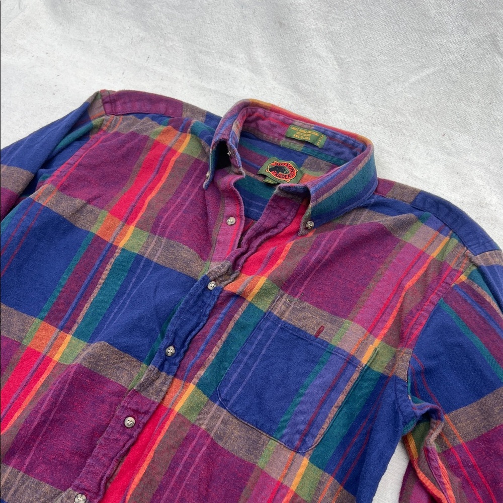 Boston Traders Multicolor Plaid Button-Down Shirt - Blue, Purple, Green